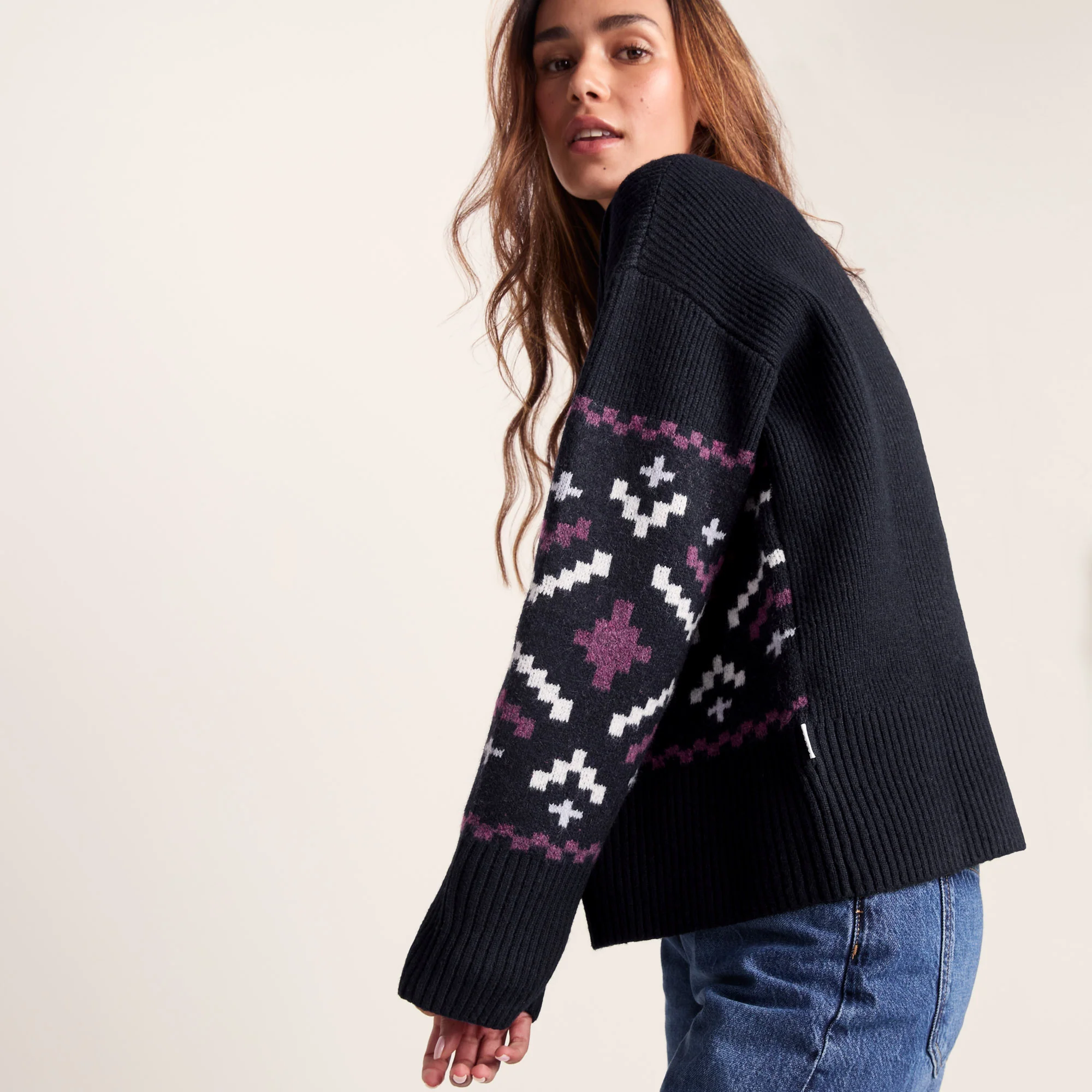 Tamara Womens Chunky Knitted Jumper - Dark Indigo - Image 3