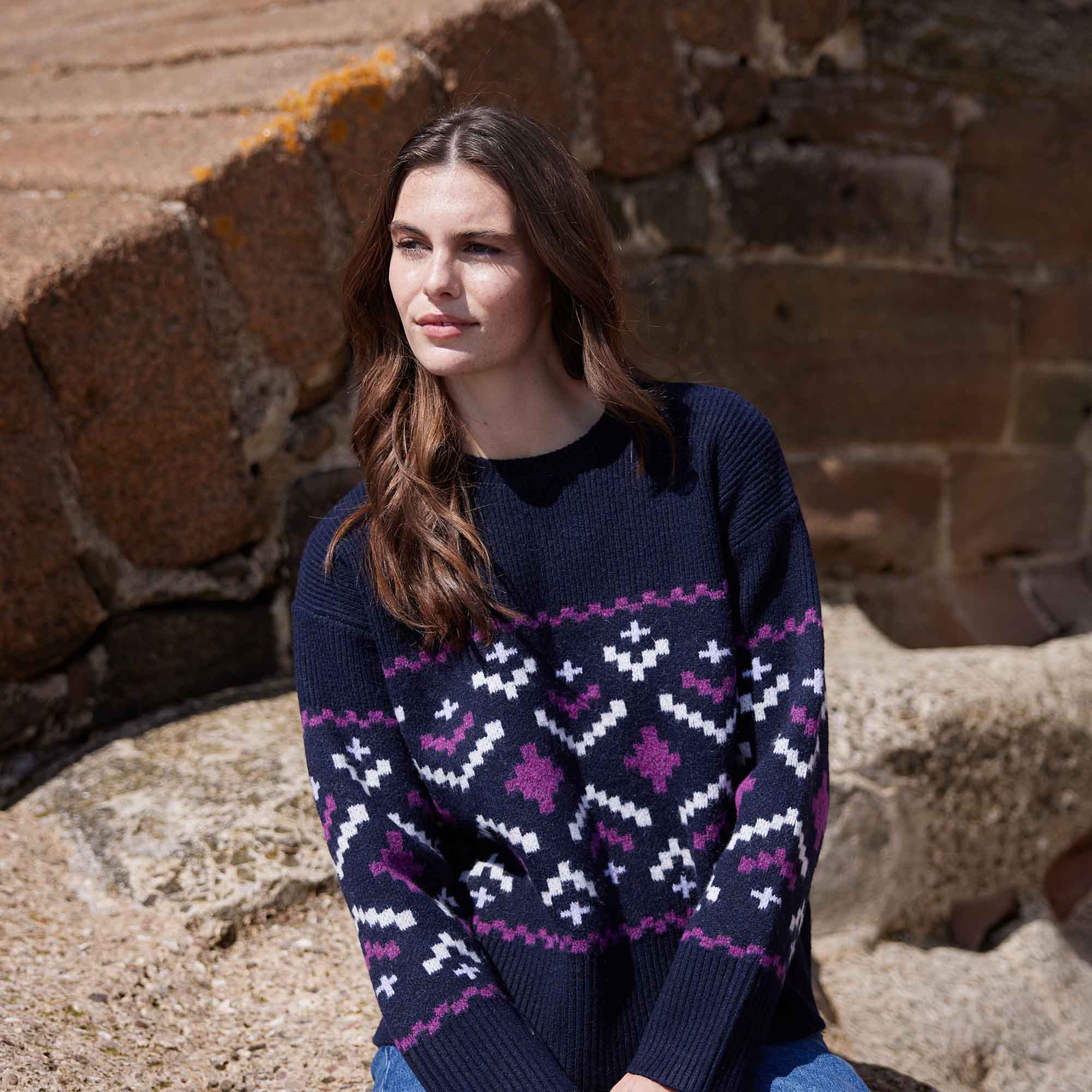 Tamara Womens Chunky Knitted Jumper - Dark Indigo - Image 4