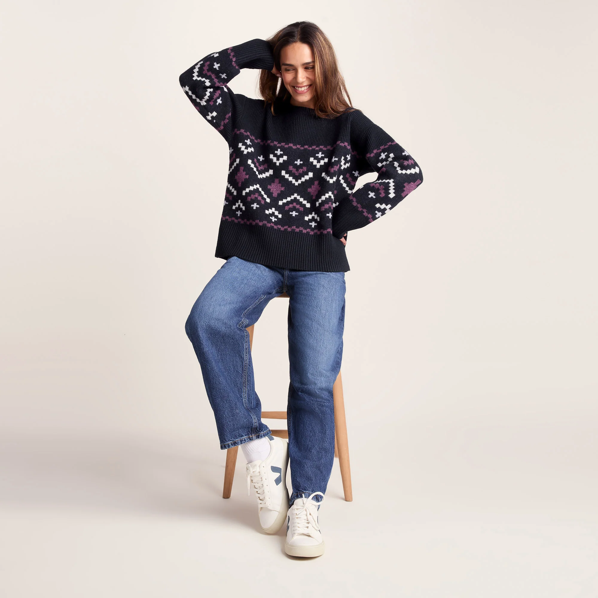 Tamara Womens Chunky Knitted Jumper - Dark Indigo - Image 8