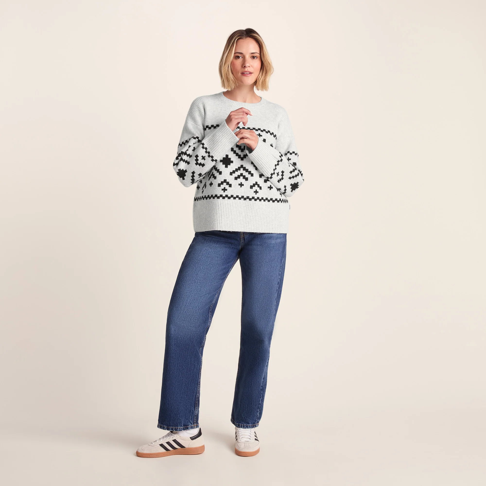 Tamara Womens Chunky Knitted Jumper - Ice Grey Marl - Image 3