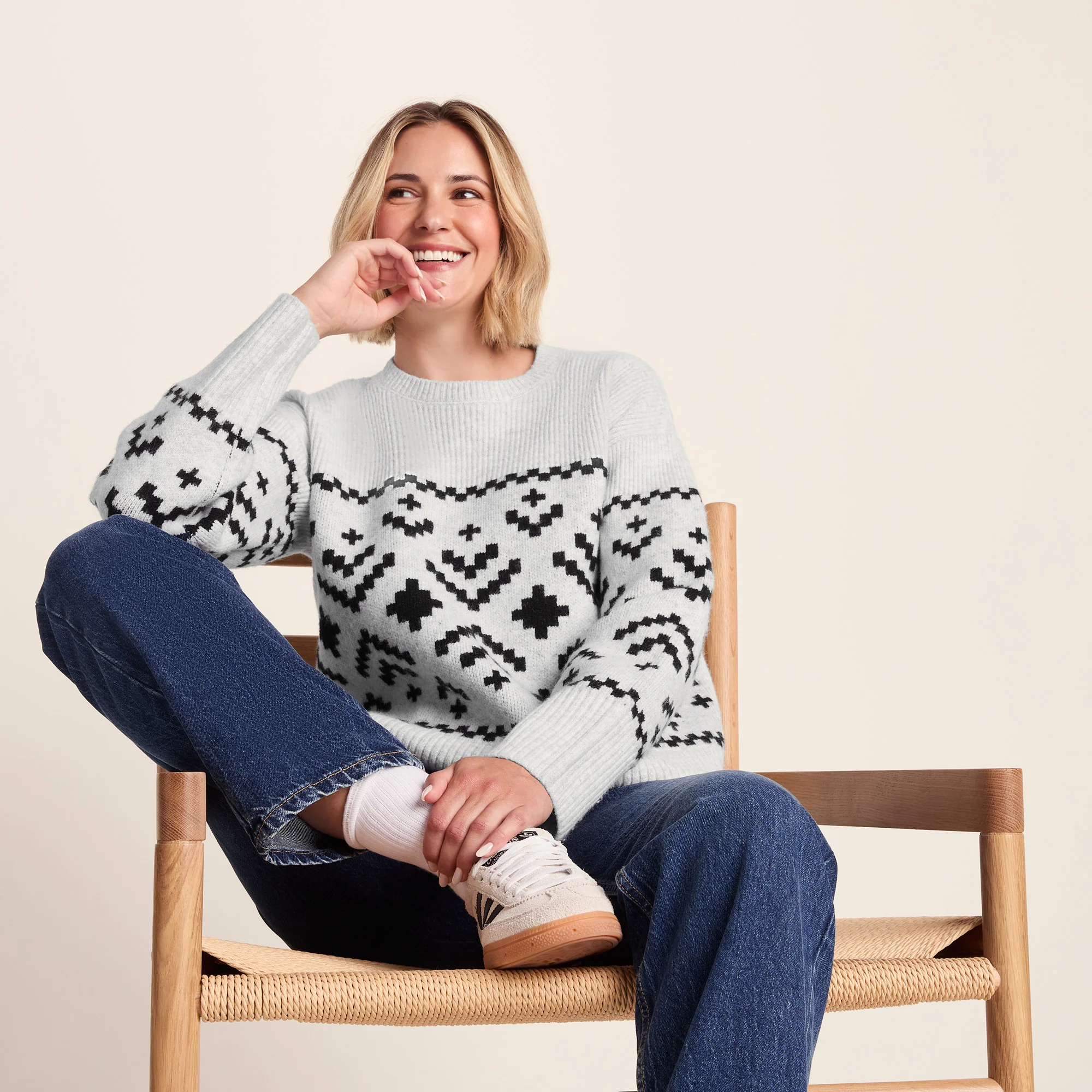 Tamara Womens Chunky Knitted Jumper - Ice Grey Marl - Image 5