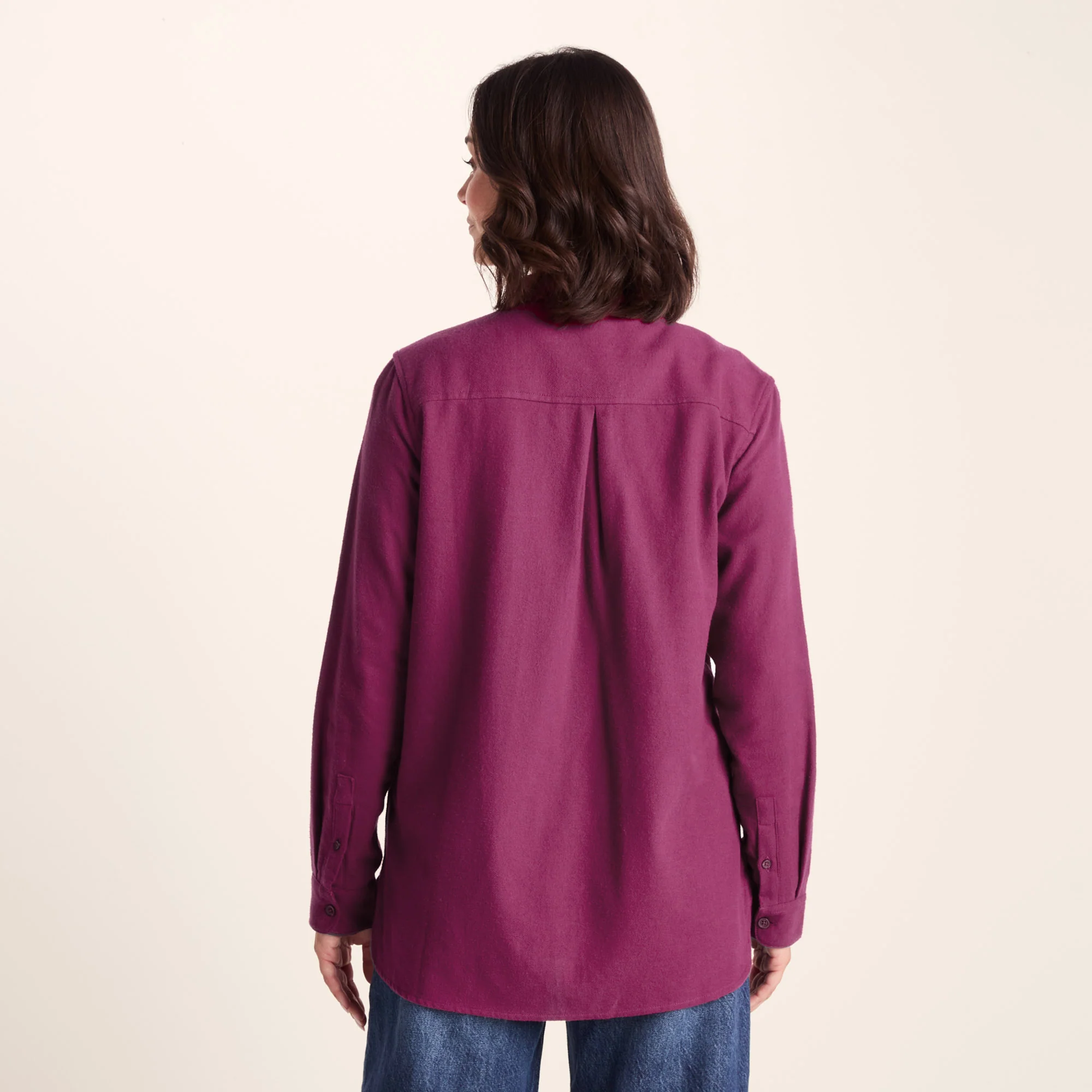 Teiga Womens Long Sleeve Cotton Flannel Shirt - Washed Burgundy - Image 4