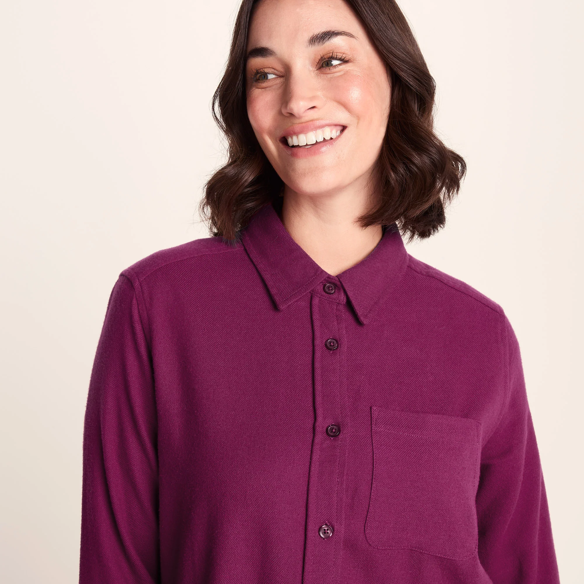Teiga Womens Long Sleeve Cotton Flannel Shirt - Washed Burgundy - Image 6