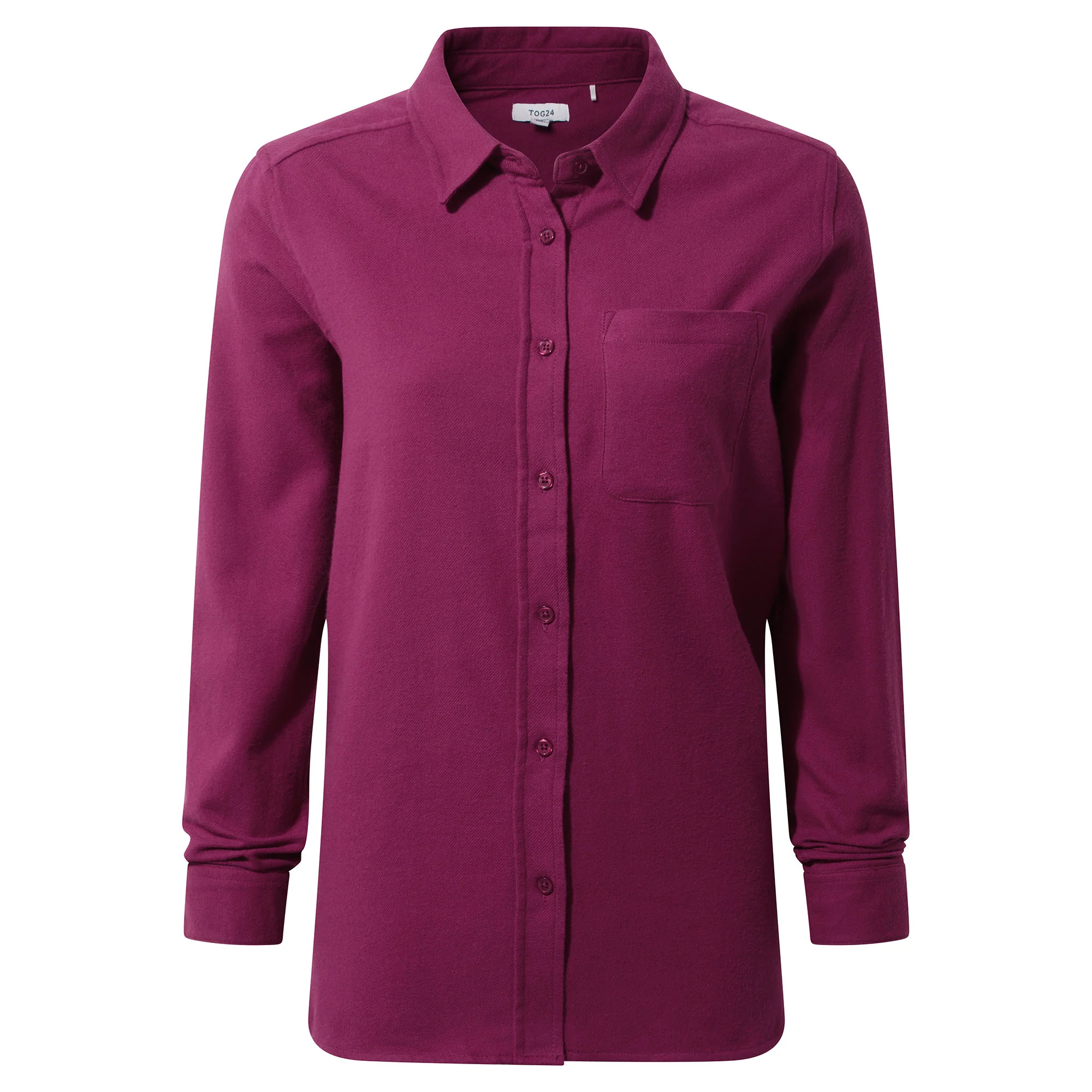 Teiga Womens Long Sleeve Cotton Flannel Shirt - Washed Burgundy - Image 7