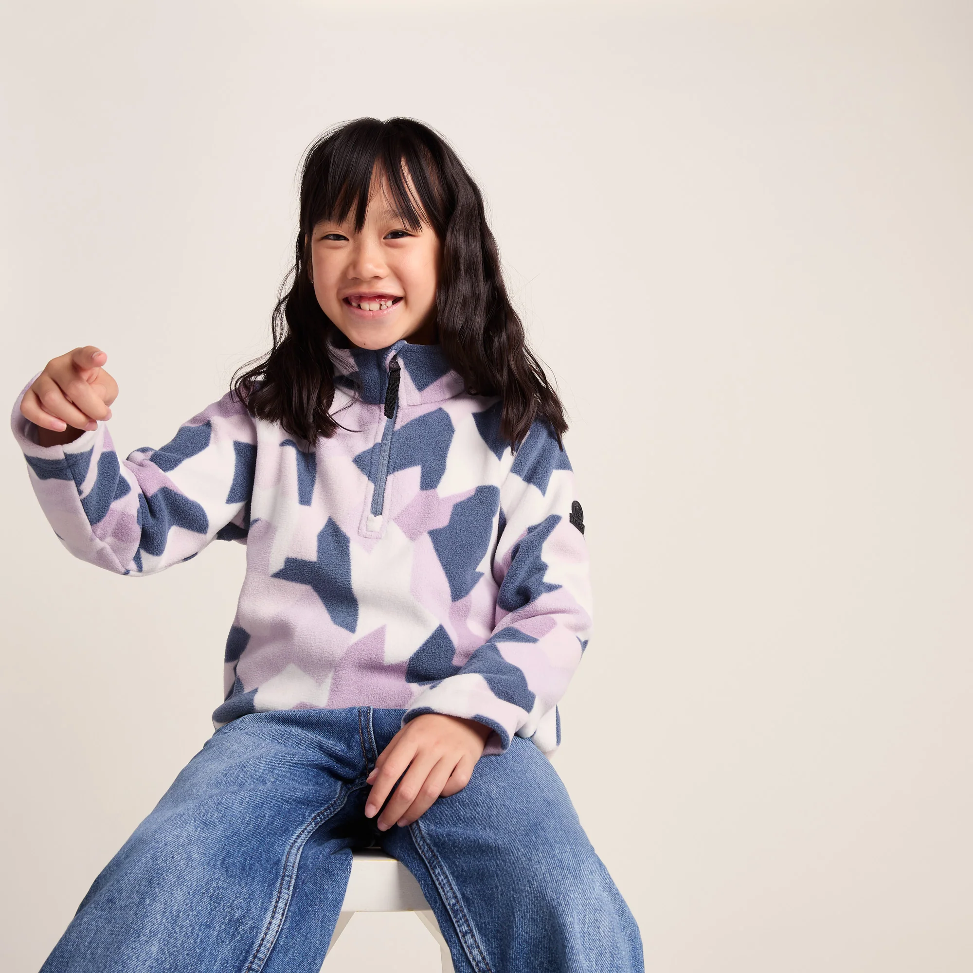 Toffolo Kids Zipneck Fleece - Abstract Mountain Print - Image 4