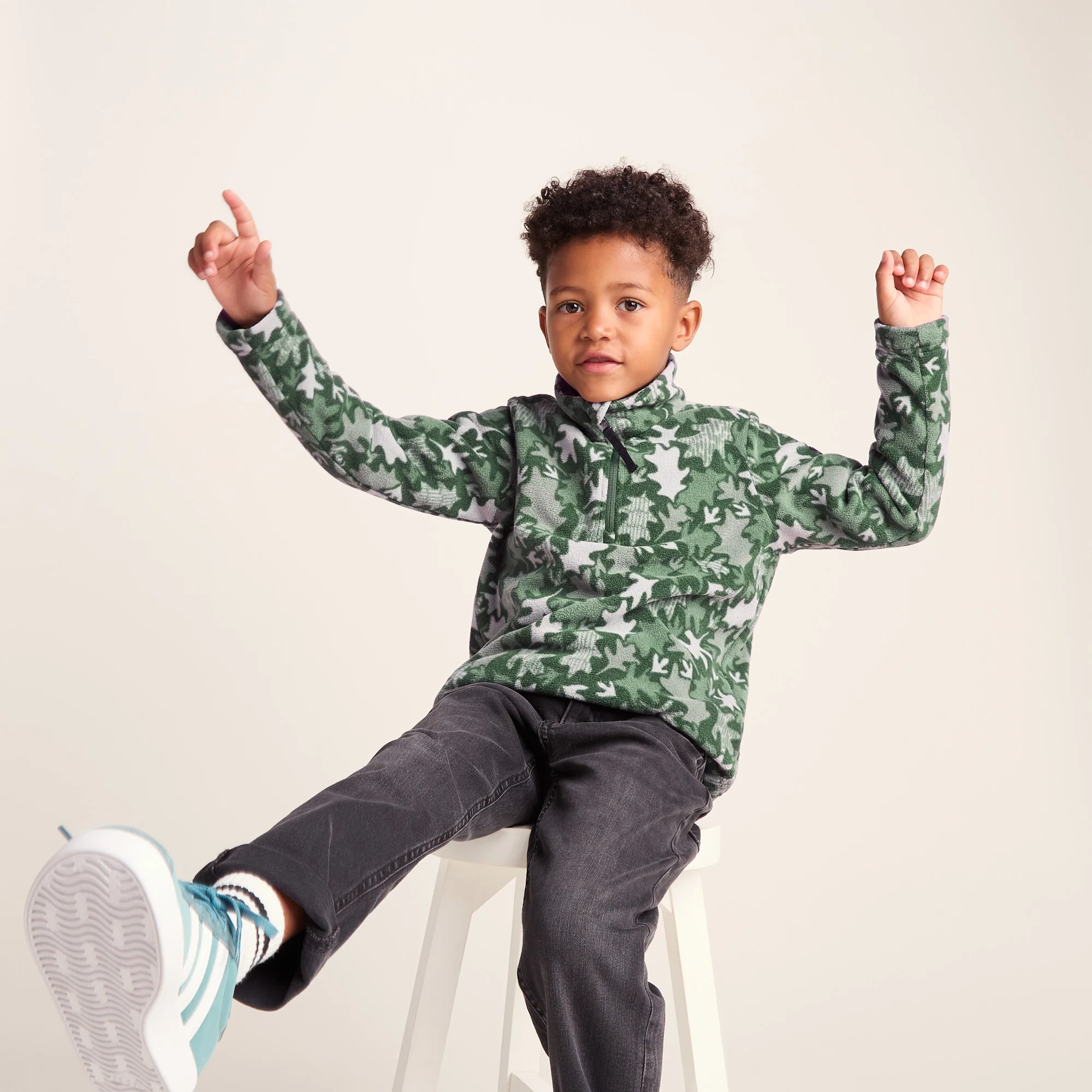 Toffolo Kids Zipneck Fleece - Oak Leaf Print - Image 4