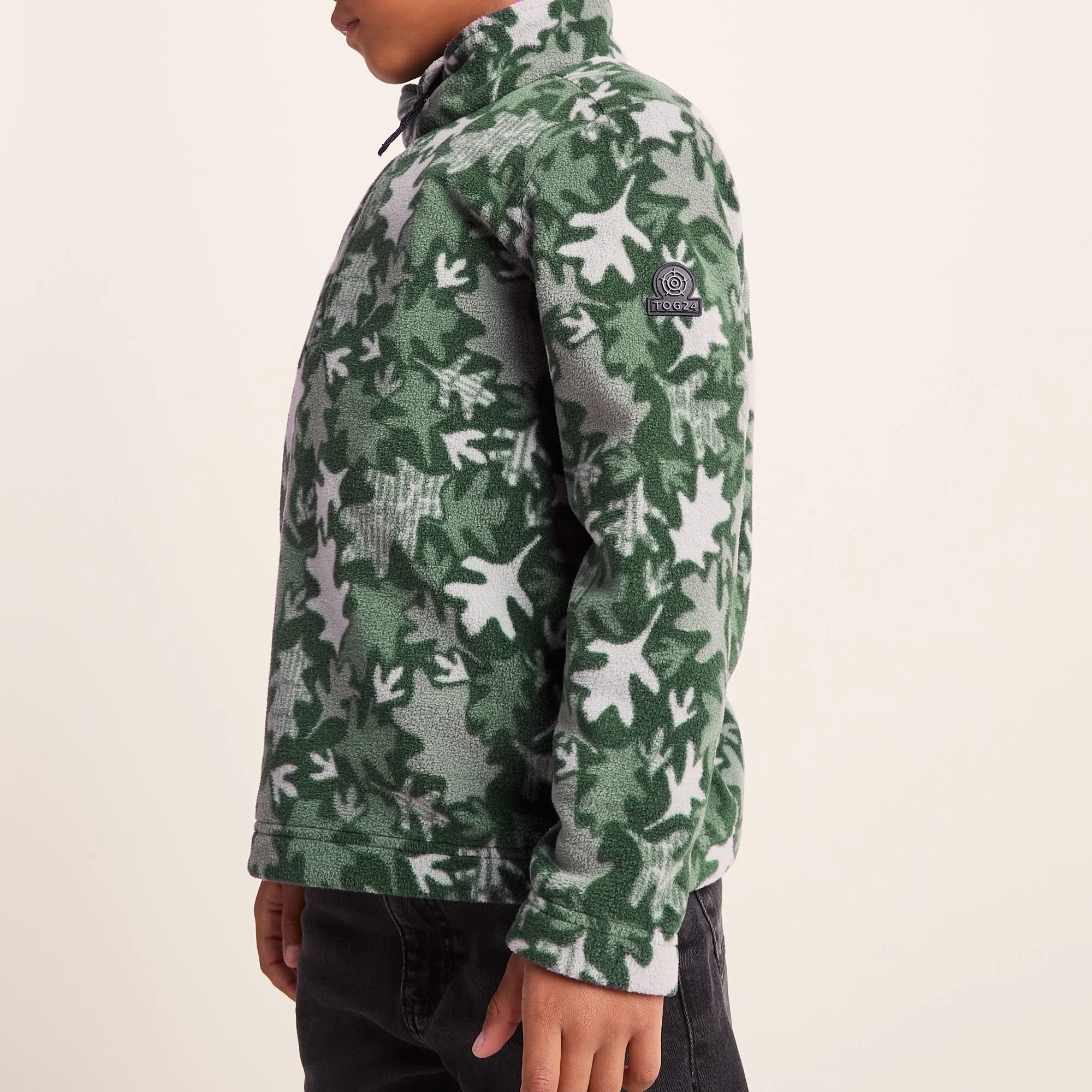 Toffolo Kids Zipneck Fleece - Oak Leaf Print - Image 5