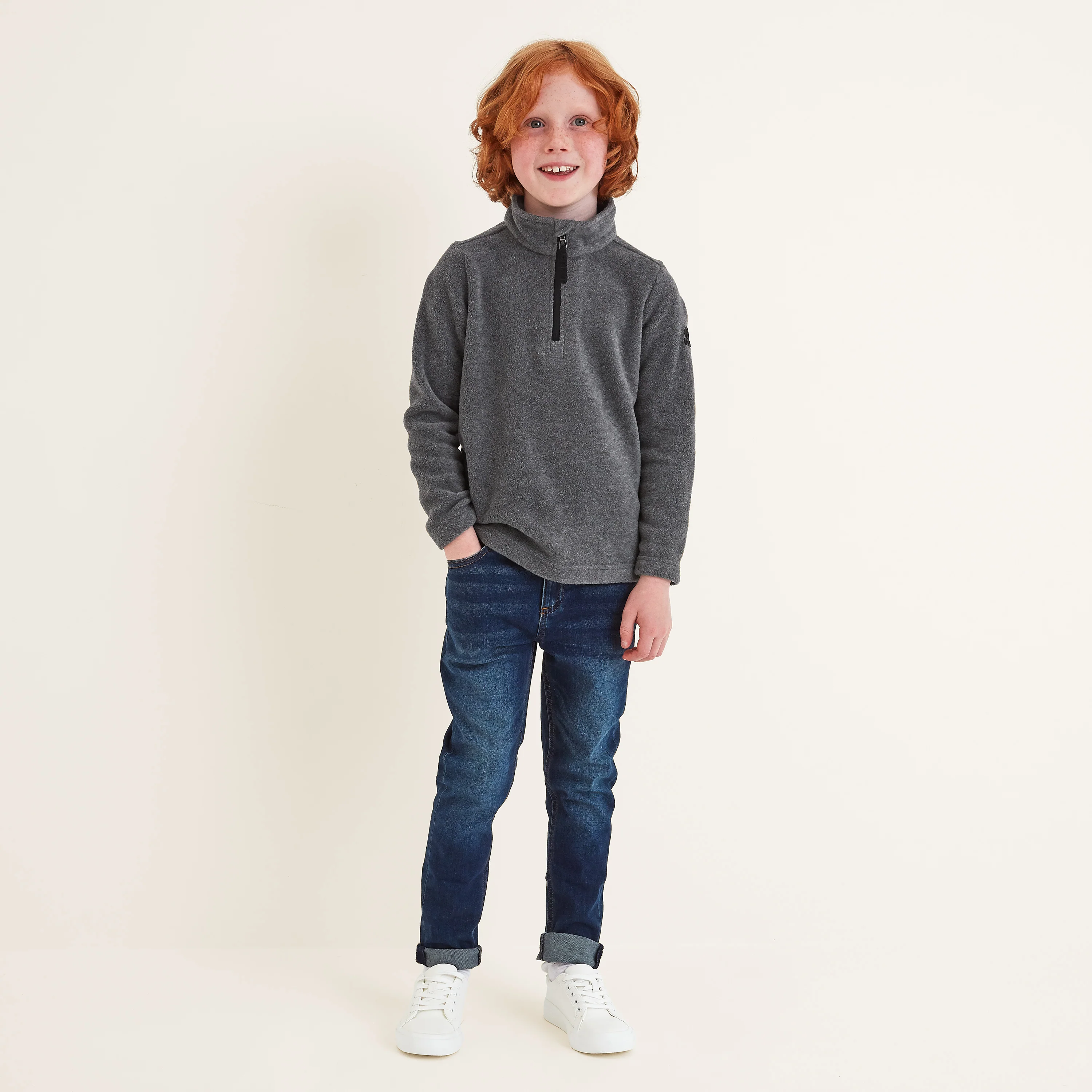 Toffolo Kids Zipneck Fleece - Grey Marl - Image 2
