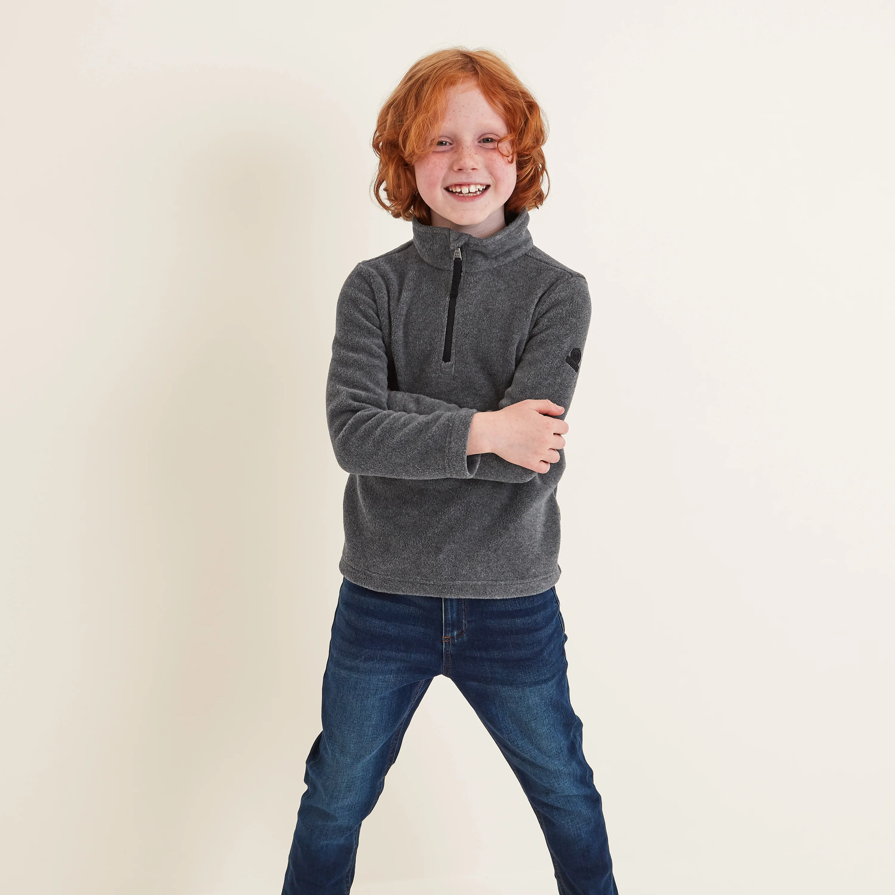 Toffolo Kids Zipneck Fleece - Grey Marl - Image 3