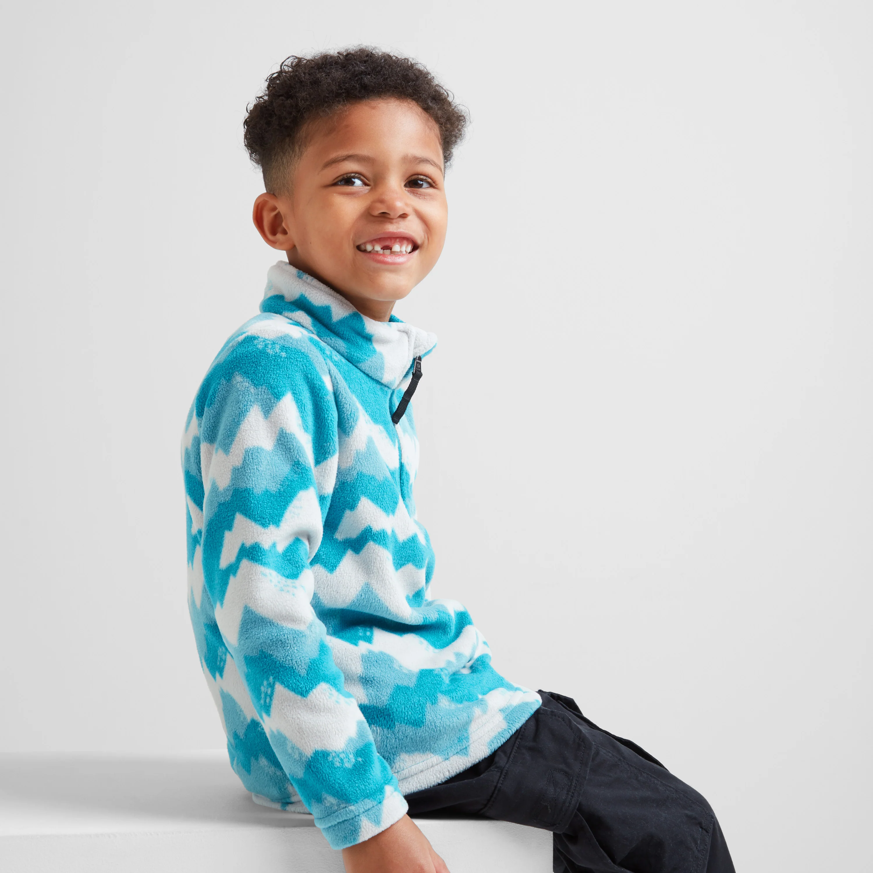 Toffolo Kids Zipneck Fleece - Mosaic Mountain Print - Image 4