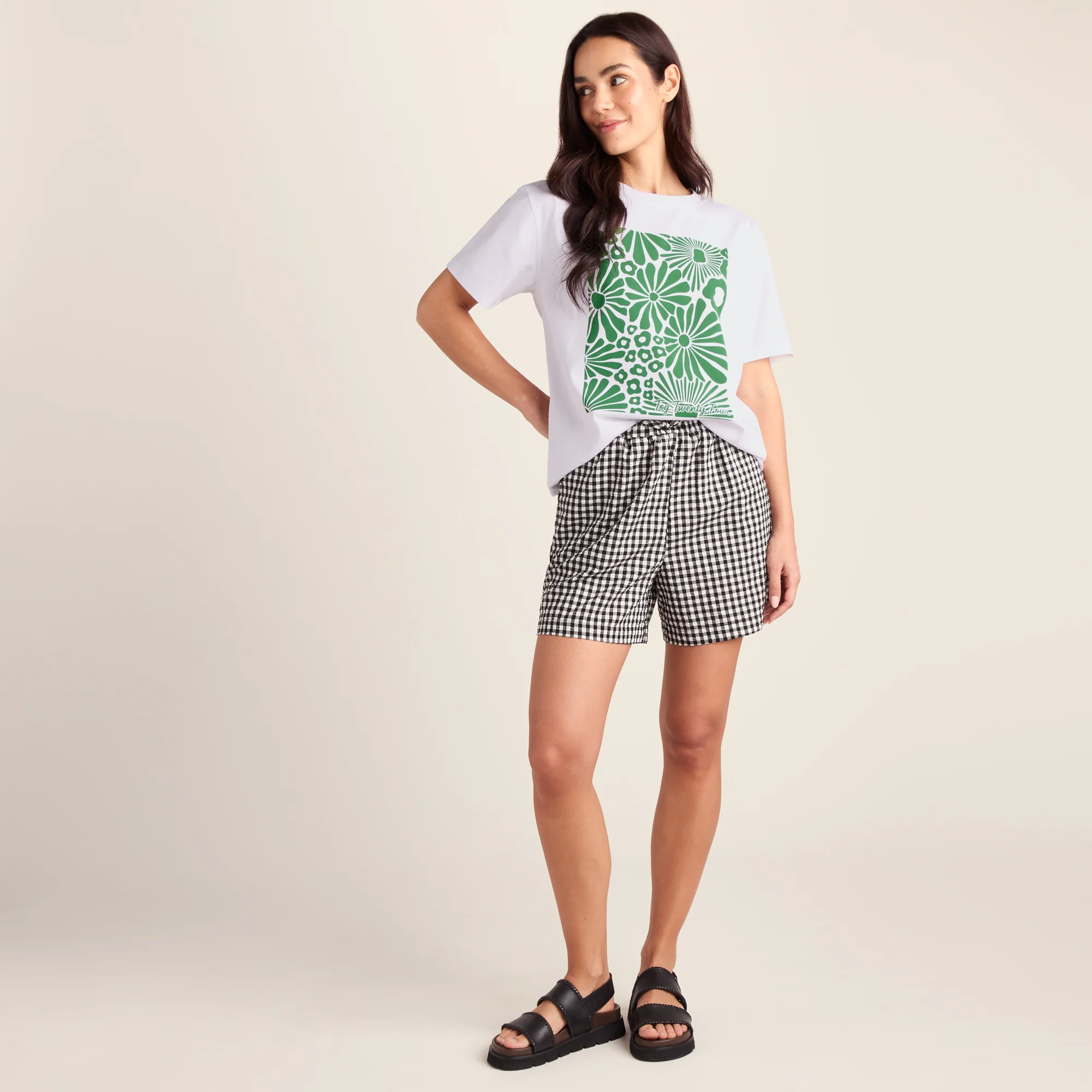 Trissy Womens Premium Supersoft Relaxed Fit T-Shirt - Optic White/Green - Image 2
