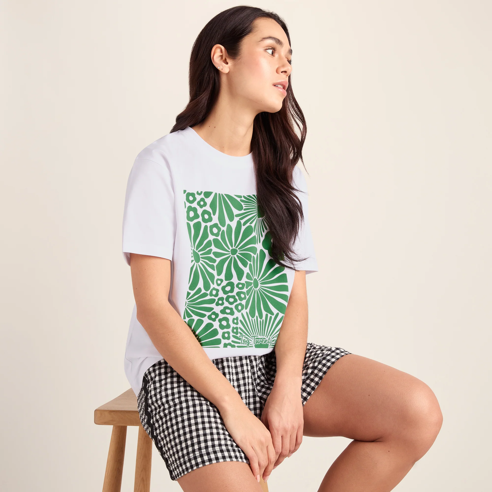Trissy Womens Premium Supersoft Relaxed Fit T-Shirt - Optic White/Green - Image 4
