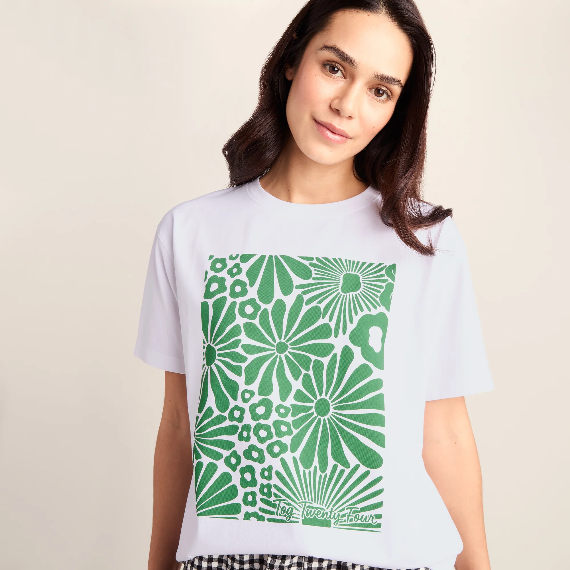 Trissy Womens Premium Supersoft Relaxed Fit T-Shirt - Optic White/Green - Image 5