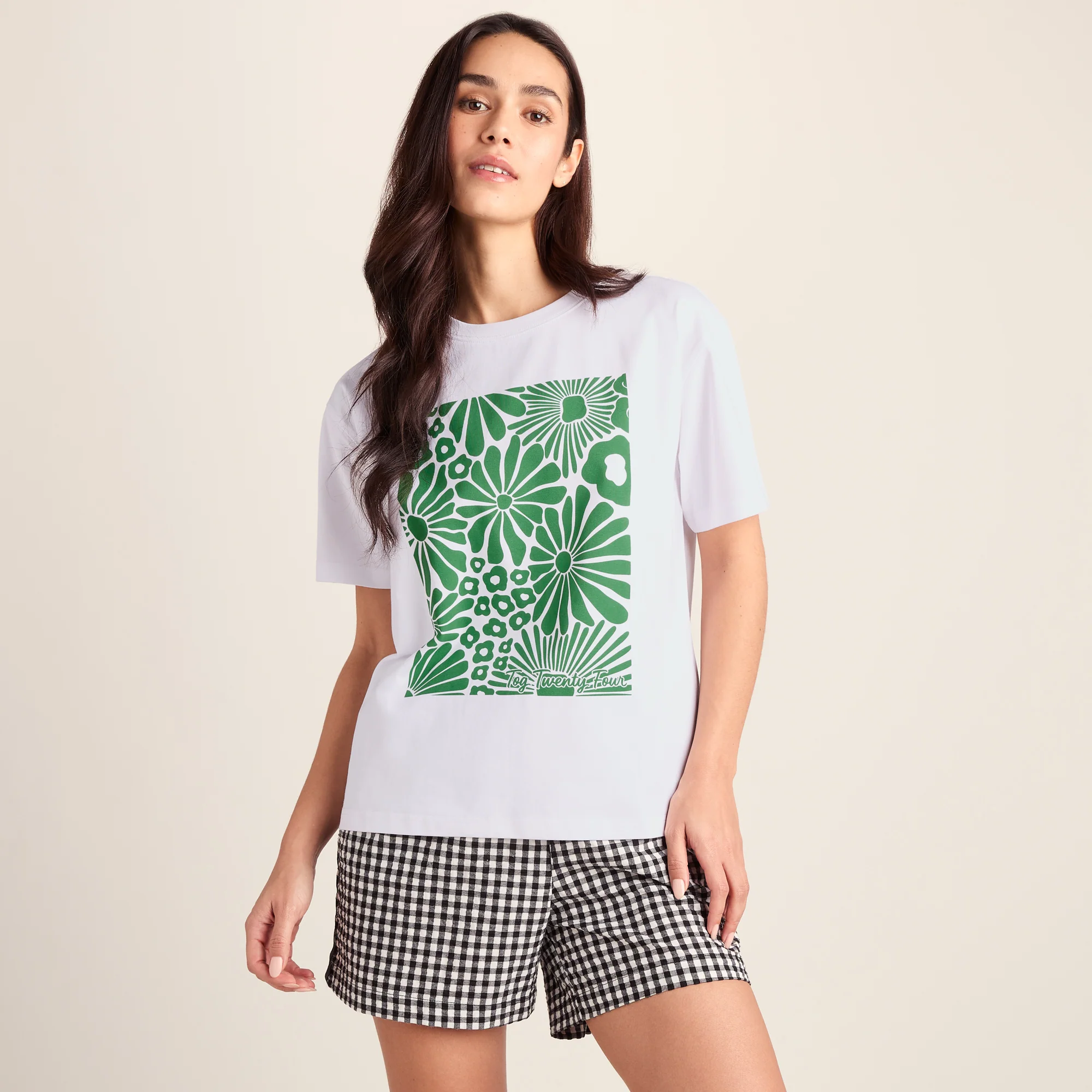 Trissy Womens Premium Supersoft Relaxed Fit T-Shirt - Optic White/Green - Image 7