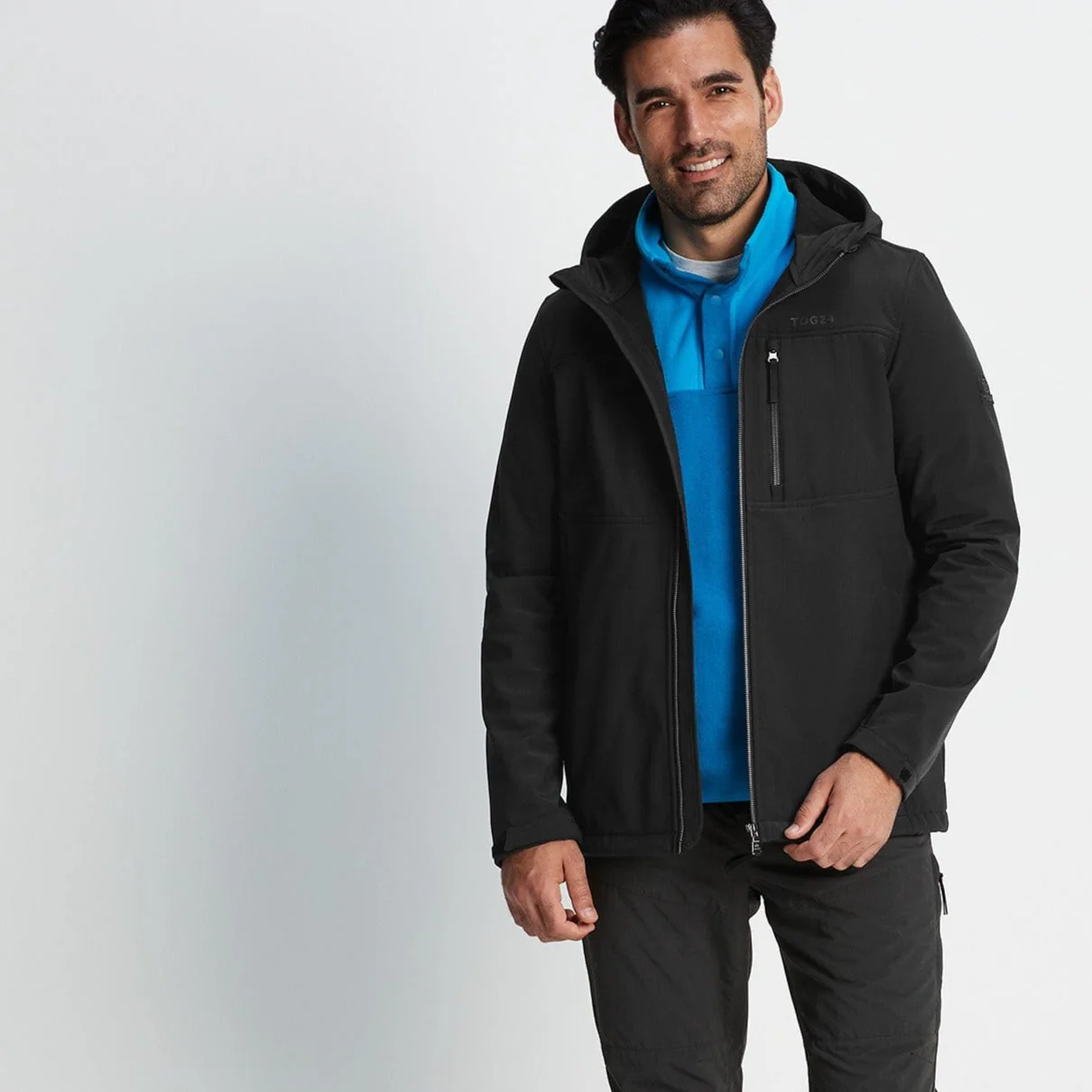Truro Mens Hooded Softshell Jacket - Black - Image 3