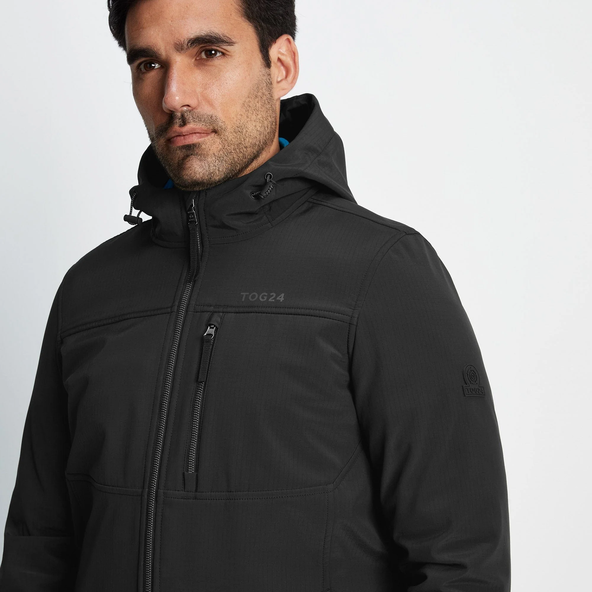 Truro Mens Hooded Softshell Jacket - Black - Image 4
