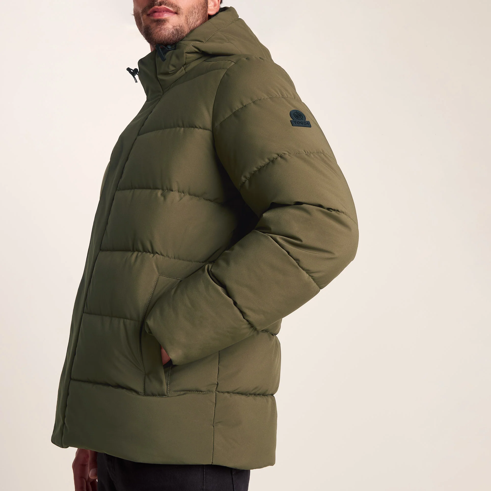 Tunnard Mens Short Shower Resistant Insulated Jacket - Khaki - Image 9