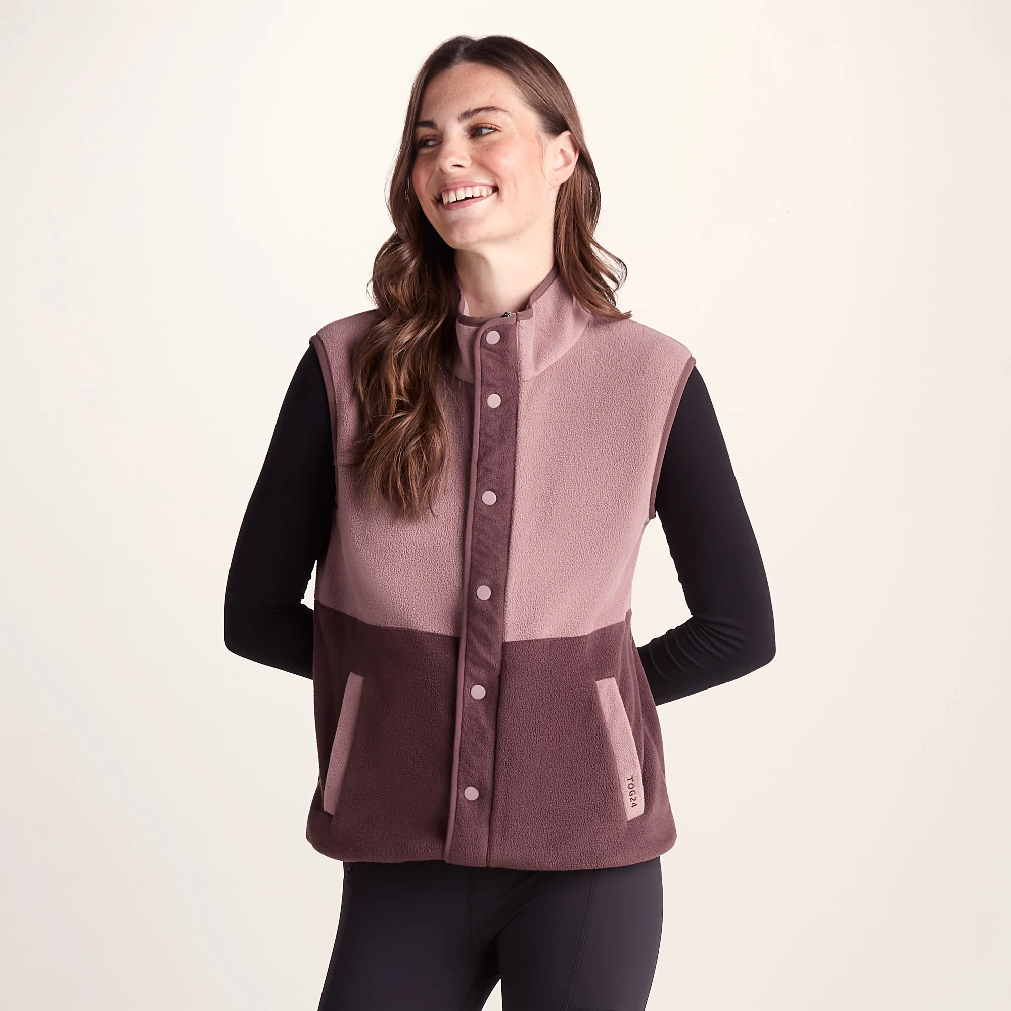 Tunston Womens Relaxed Fit Microfleece Gilet - Mauve/Dark Mauve