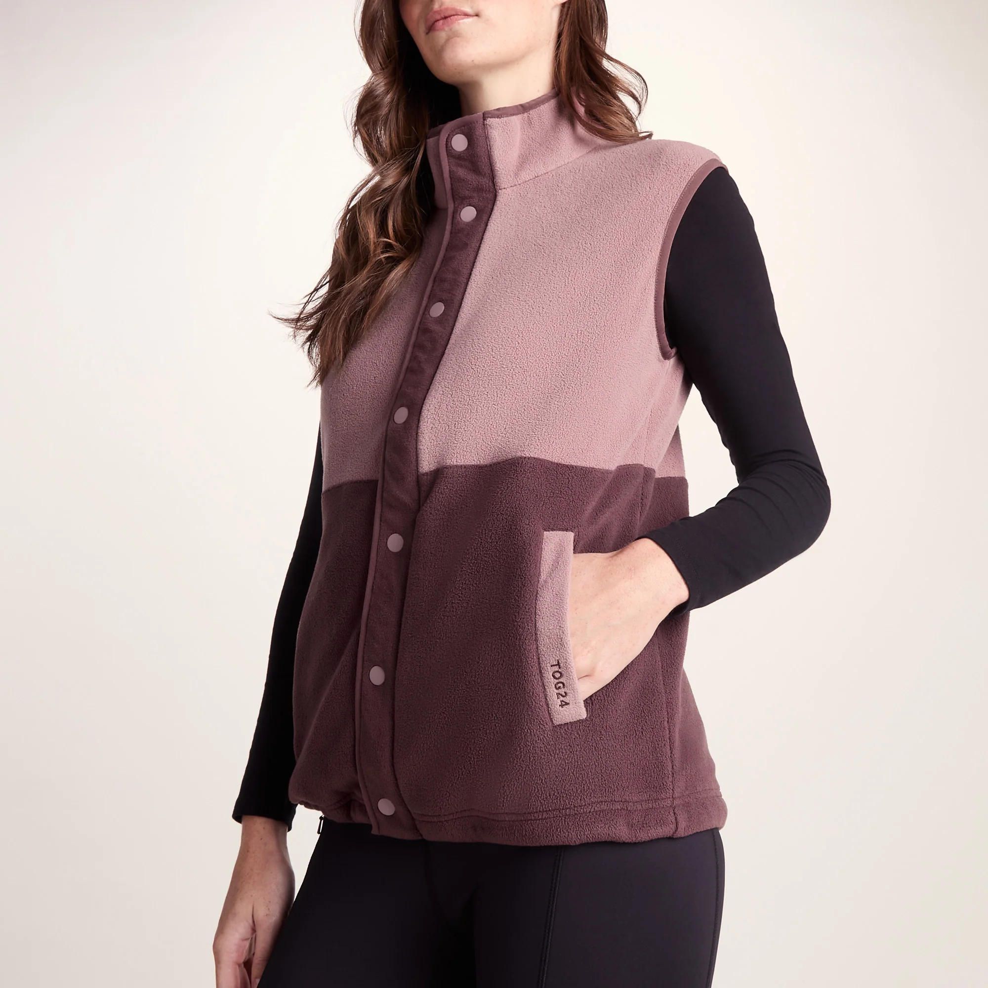 Tunston Womens Relaxed Fit Microfleece Gilet - Mauve/Dark Mauve - Image 4