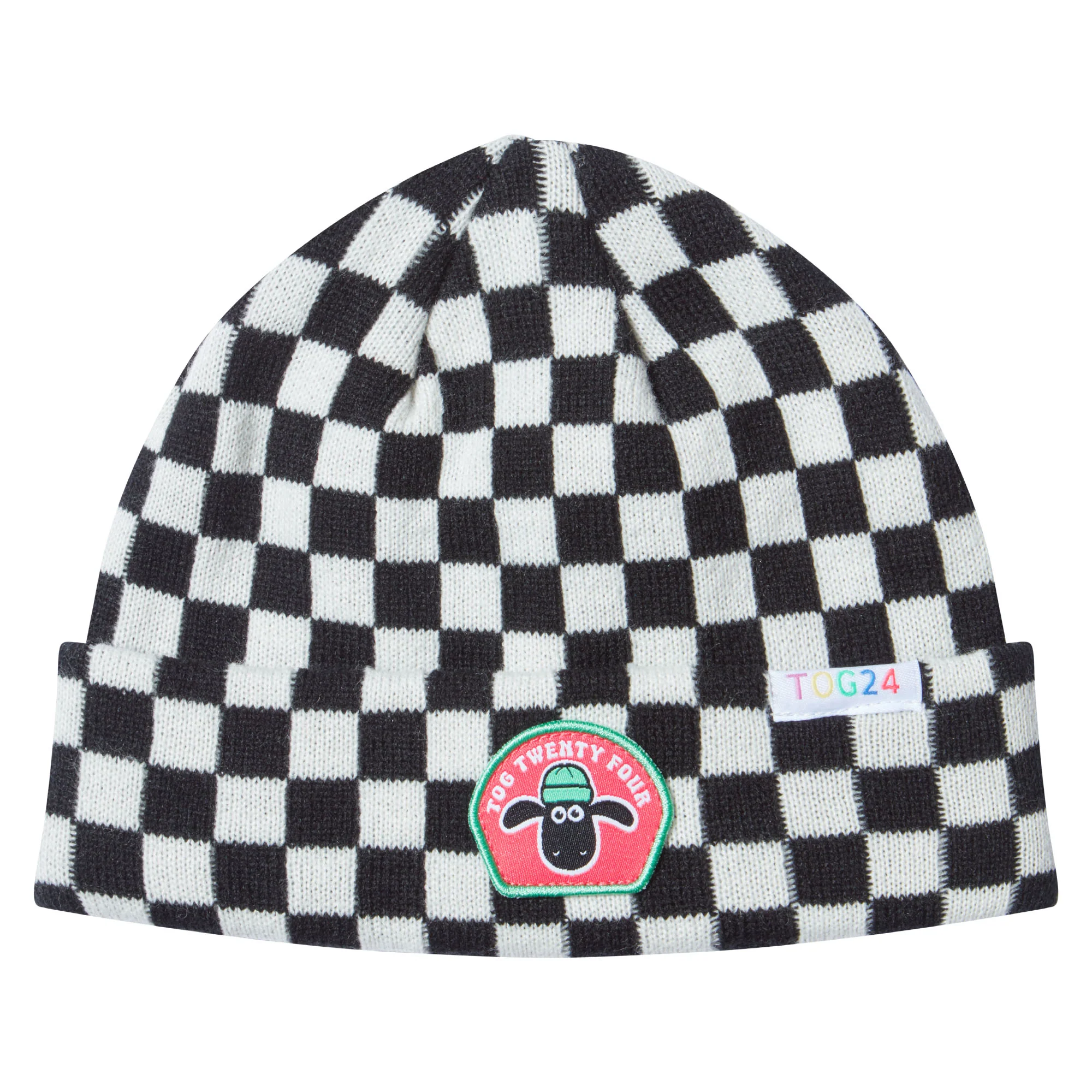 Uda Kids Shaun the Sheep Knit Hat - Black White Checkerboard - Image 5