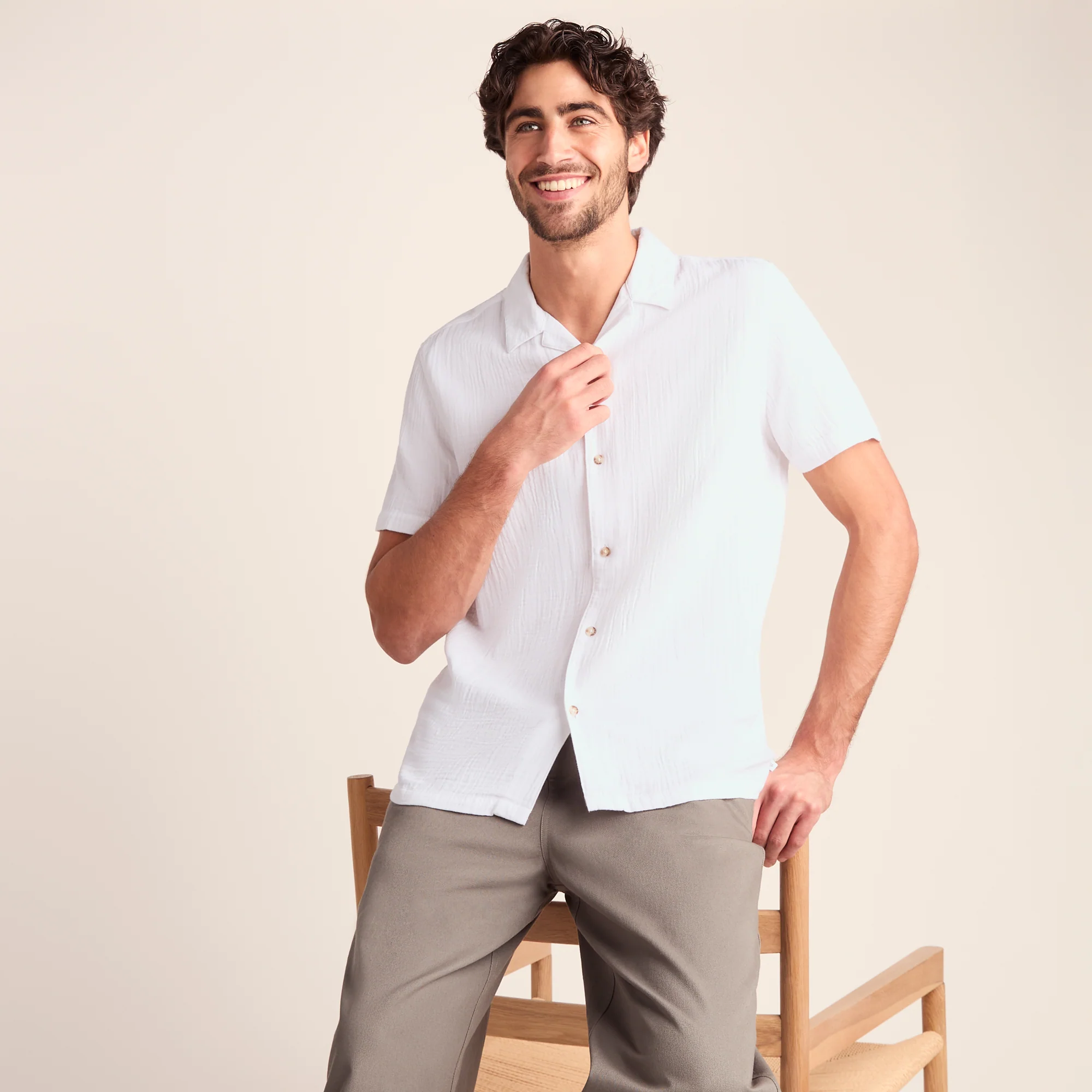 Valtos Mens Short Sleeve Supersoft Shirt - Optic White - Image 4