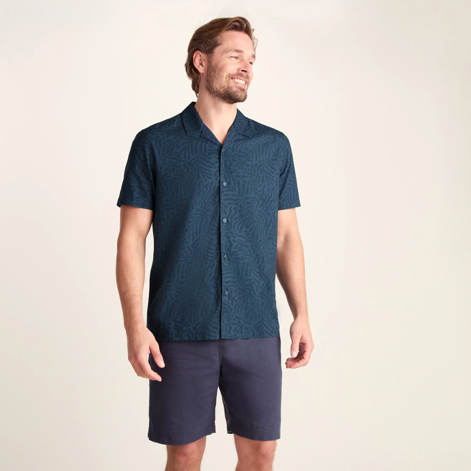 Wallsend Mens Short Sleeve 100% Cotton Supersoft Shirt - Deep Teal Print