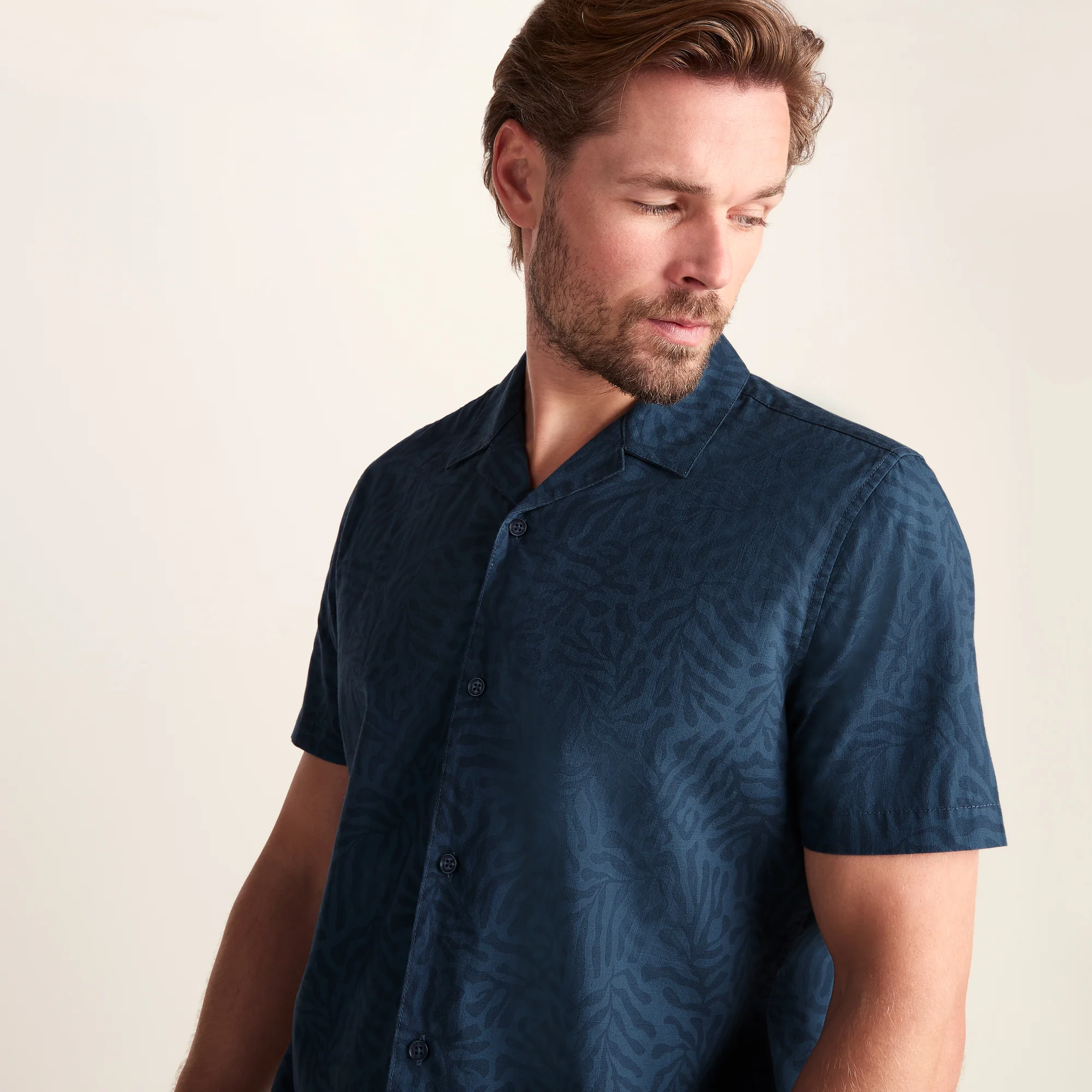 Wallsend Mens Short Sleeve 100% Cotton Supersoft Shirt - Deep Teal Print - Image 5