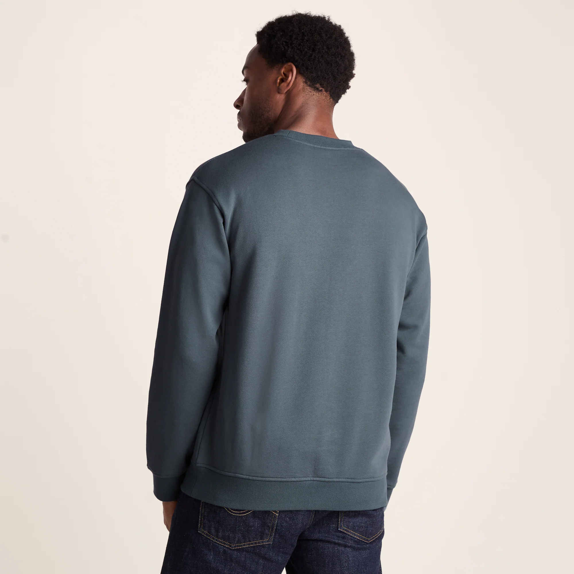 Warren Mens Relaxed Fit 100% Cotton Heavyweight Sweat - Aegean Teal - Image 3