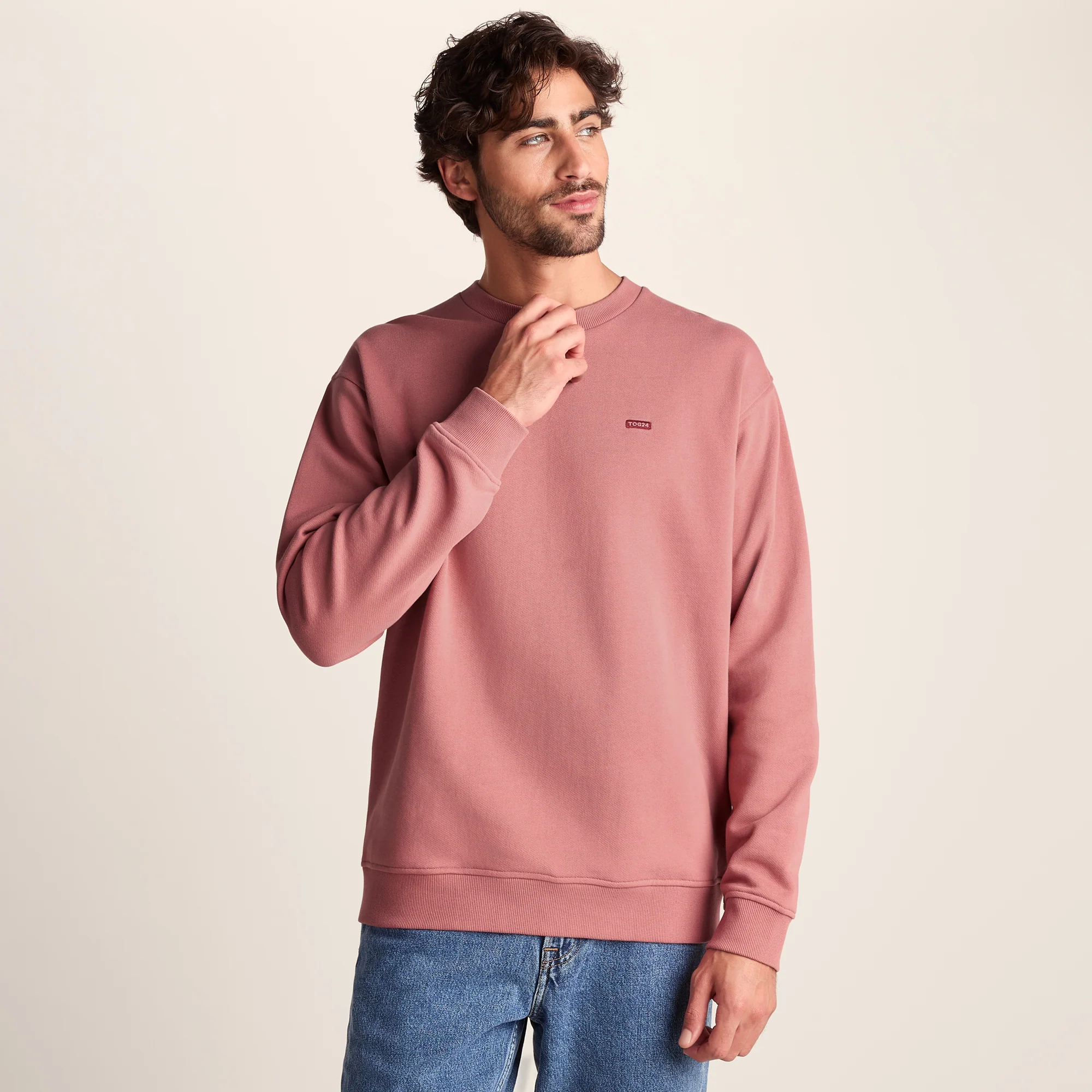 Warren Mens Relaxed Fit 100% Cotton Heavyweight Sweat - Redwood