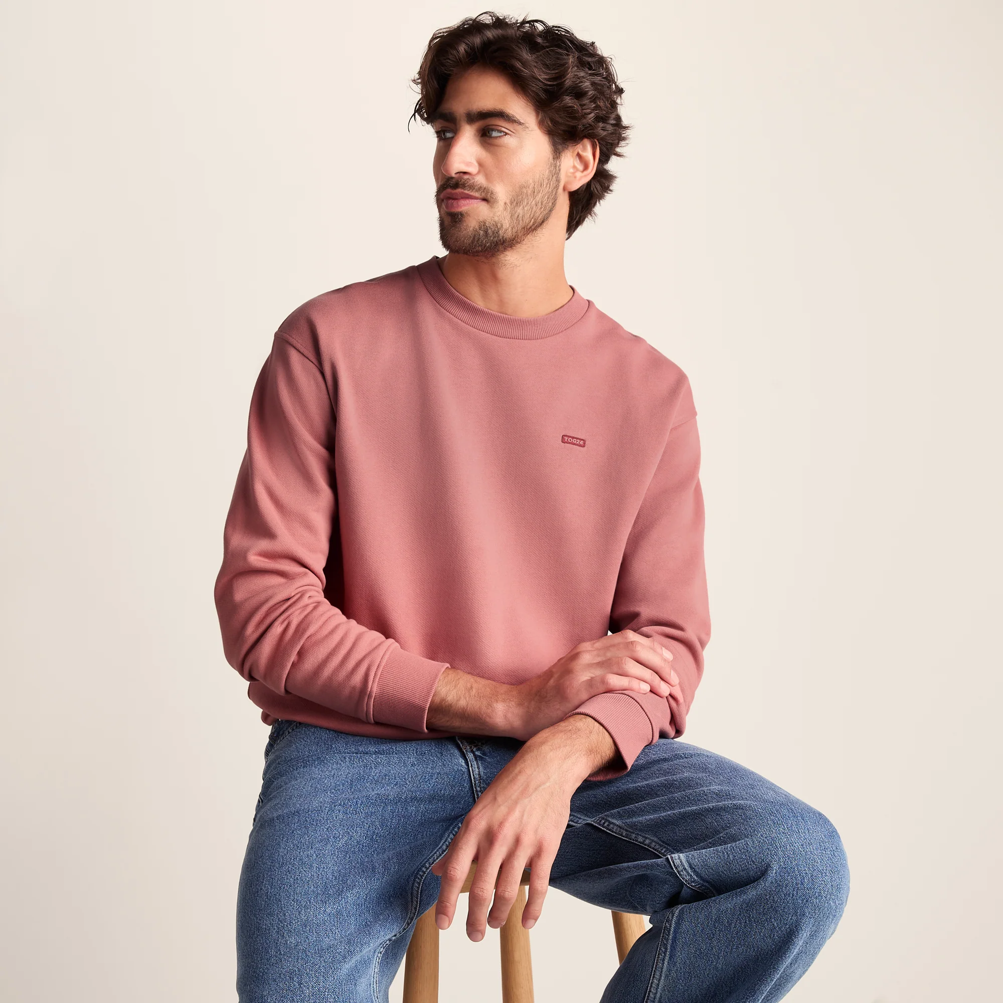 Warren Mens Relaxed Fit 100% Cotton Heavyweight Sweat - Redwood - Image 4