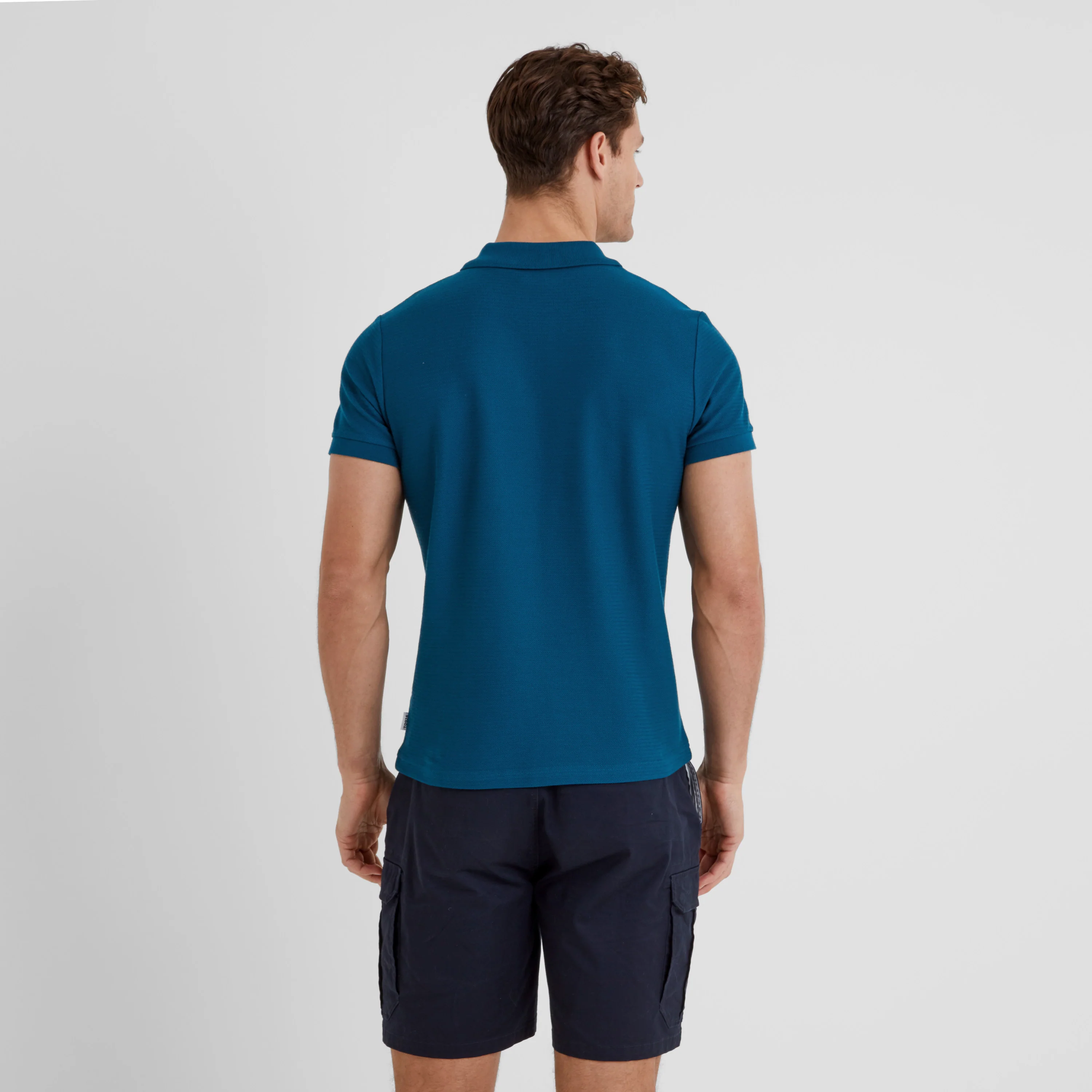 Wexler Mens 100% Cotton Herringbone Polo Shirt - Deep Sea Blue - Image 3