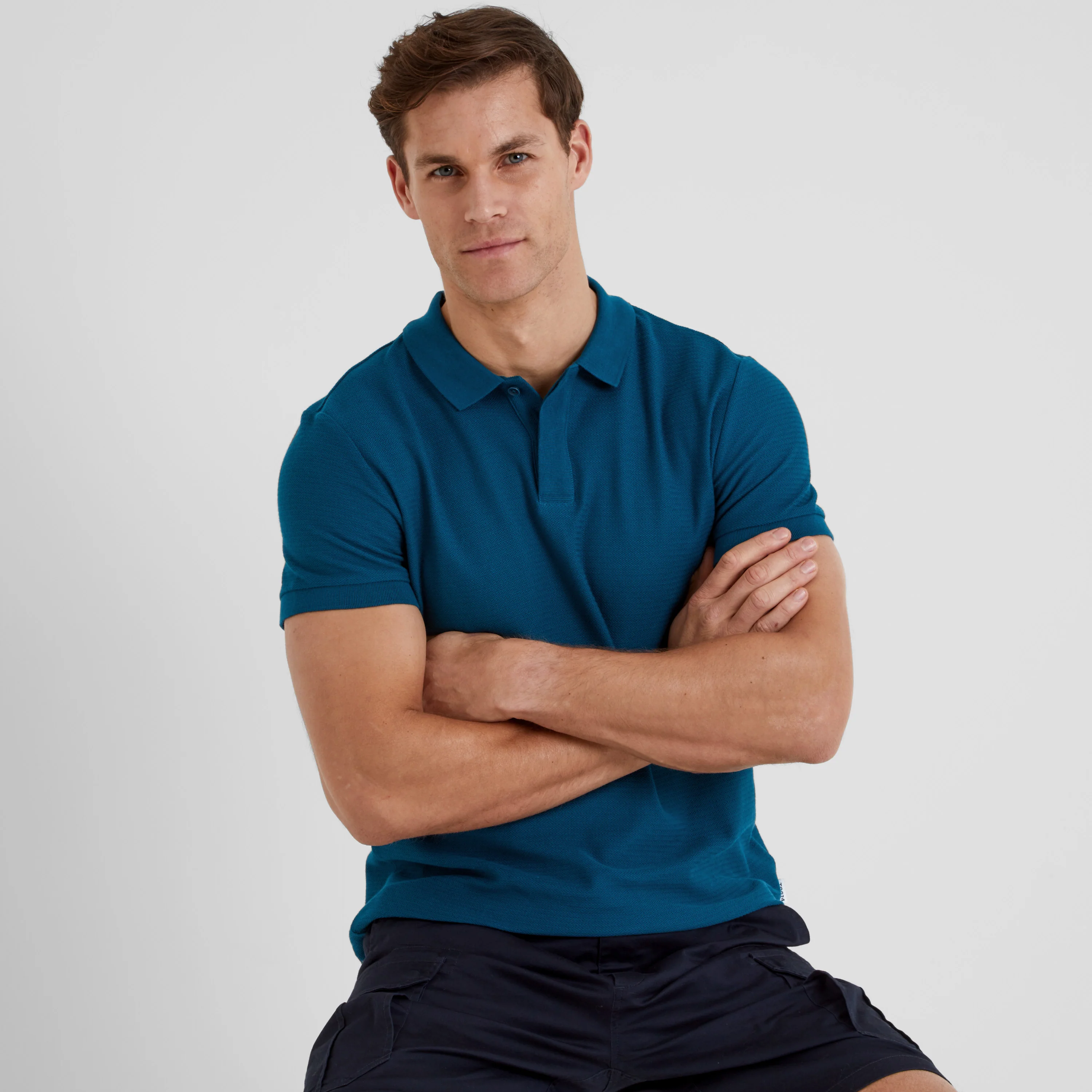 Wexler Mens 100% Cotton Herringbone Polo Shirt - Deep Sea Blue - Image 4