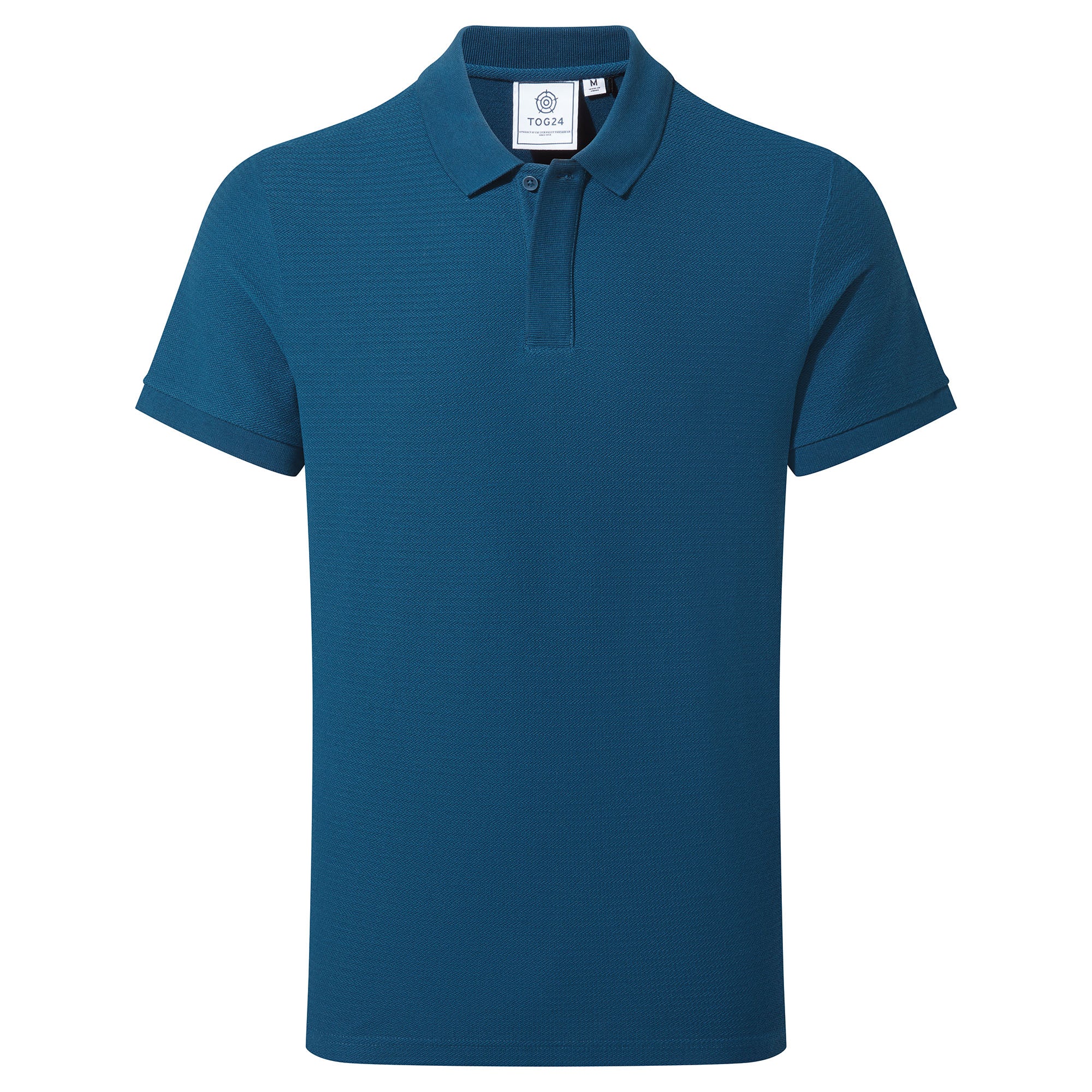 Wexler Mens 100% Cotton Herringbone Polo Shirt - Deep Sea Blue - Image 6