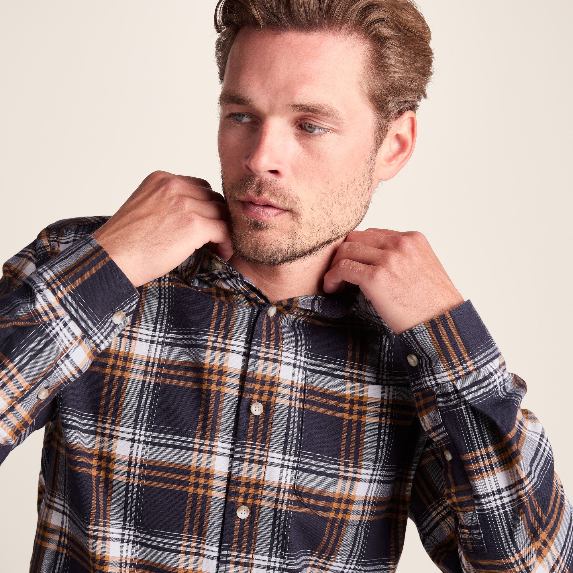 Whitman Mens Long Sleeve Cotton Flannel Shirt - Dark Indigo/Mahogany Check - Image 4
