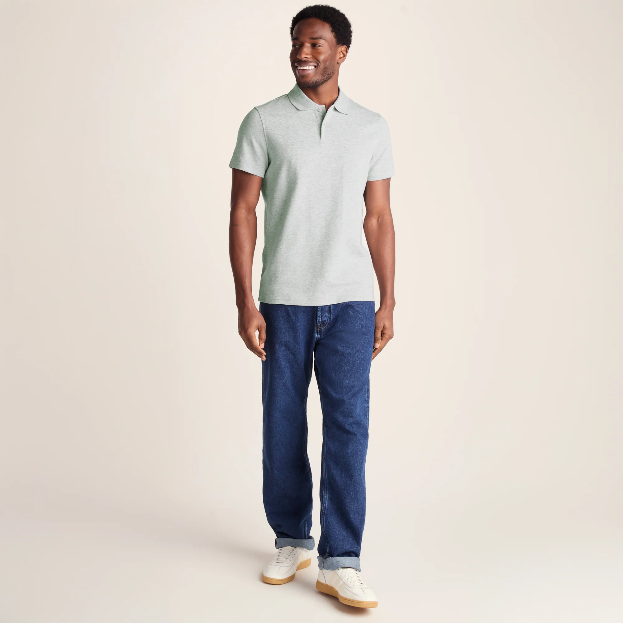 Zaden Mens Polo Shirt - Light Grey Marl - Image 2